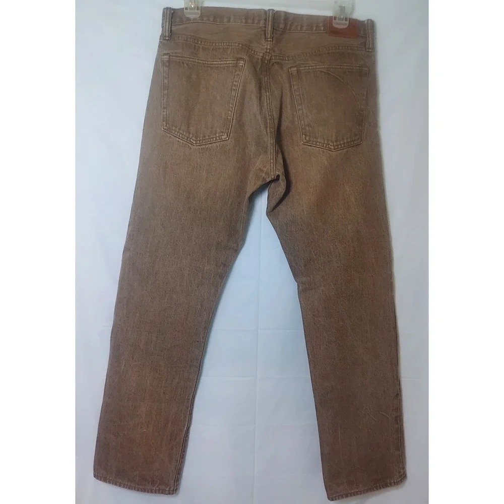 Gap 1969 Mens Straight Selvedge Denim Jeans Brown‎ 34x30 Button Fly